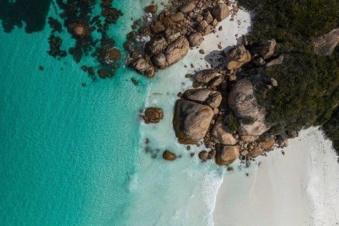 Aerial view of Hellfire Bay, Cape Le Grande National Park, Esperance, Western Australia, Australia
