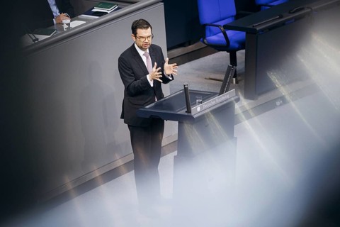 Marco Buschmann (FDP), Federal Minister of Justice, recorded during a speech on internal security