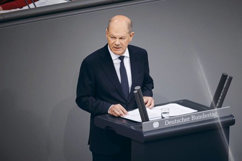 Federal Chancellor Olaf Scholz, (SPD), recorded during a government statement in the German