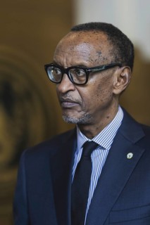 Paul Kagame, President of Rwanda, pictured during a joint meeting with Annalena Bärbock (not