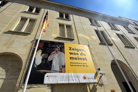 Accessibility Initiative poster at the entrance to the Federal Ministry of Labour and Social