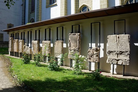 Old grave slabs, Green Cemetery, Freiberg Cathedral St. Marien, religious building, Silberweg, ore