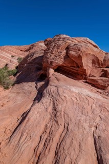 Layered rock formations along the Fire Wave Trail at Valley of Fire State Park near Overton, Nevada