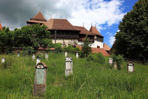 Romania, the fortified church and cemetery of Viscri, German German Weisskirch a town in the
