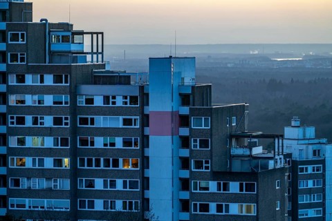 High-rise buildings in the Bensberg residential park, Bergisch-Gladbach, 18-storey housing estate