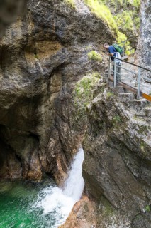 Waterfall on the hiking trail through the Almbach Gorge near Ettenberg, Berchtesgadener Land,