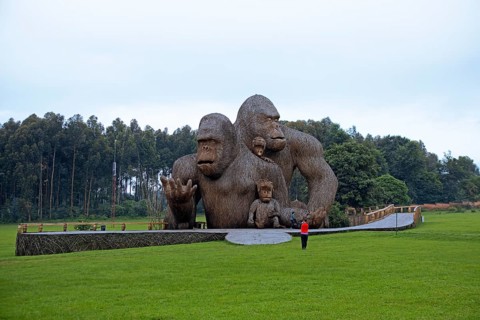 Gorilla artwork on the way to Parc National des Volcans, Volcanoes National Park, Rwanda