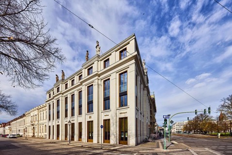 Berliner Volksbank eG, historic commercial building, general architecture, road, cycle path,