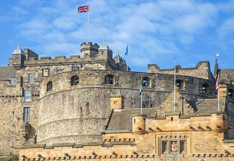 Medieval Edinburgh Castle on Castle Rock, site of the Scottish National War Memorial and National