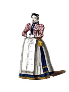 Historical clothing, fashion through the ages, traditional traditional costume of a woman from
