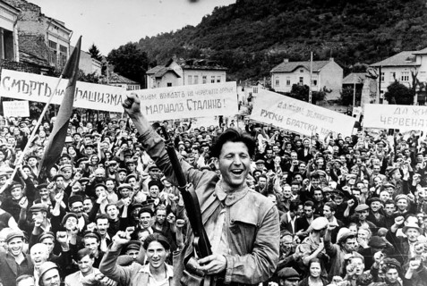 Red Army advance across the Balkans to Berlin. Liberation of Bulgaria. The man in the foreground