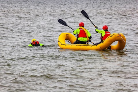 Harrison Township, Michigan - Members of the Harrison Township Fire Department practice a water