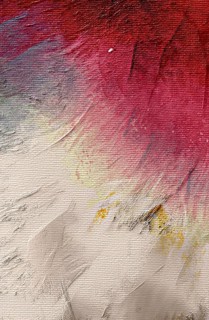 Professional abstract oil painting fragment featuring a vivid explosion of magenta and crimson hues