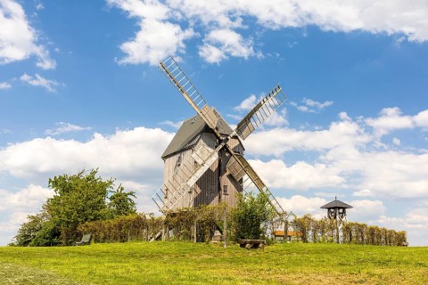 Trestle windmill on the Liebschützberg, Saxony, Germany