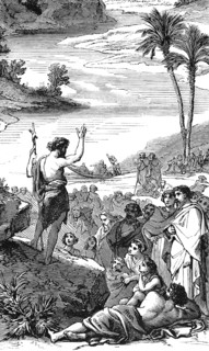 Introductory picture to the Gospel of Mark, Jesus Preaching, Cross, People, Listener, Sea of