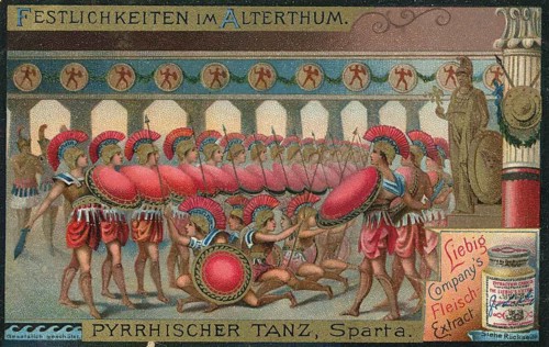 Picture series Festivals in Antiquity, Pyrrhic Dance, an ancient war dance from Sparta that served