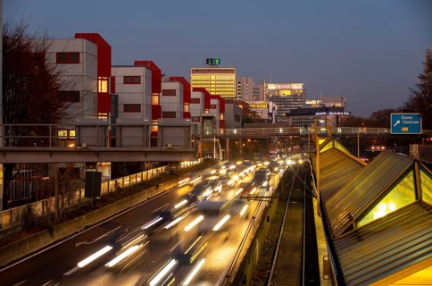 Motorway A40, Ruhrschnellweg, in Essen, route through the city centre, is affected by a possible