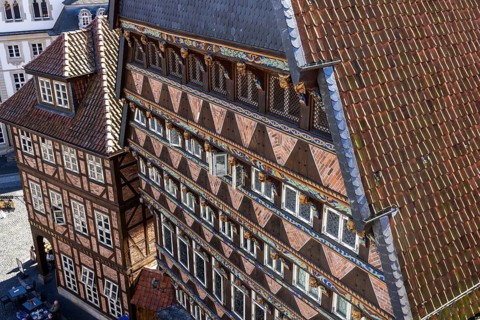 Facade of the Knochenhaueramtshaus am Marktplatz, Hildesheim, Lower Saxony, Germany