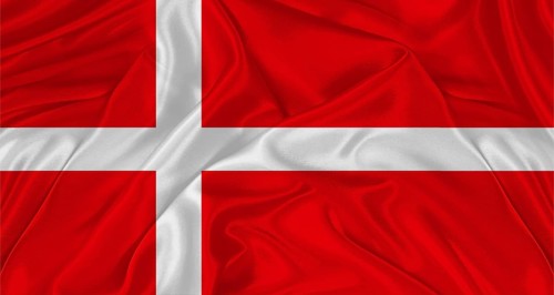 Close up of flag Of Denmark with cloth texture. Realistic Denmark flag waving