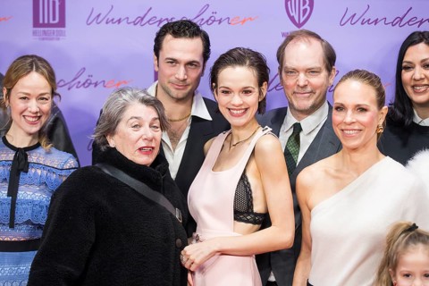 Emilia Schüle (actress) and Anneke Kim Sarnau (actress) surrounded by other filmmakers at the