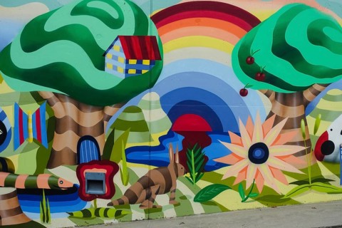 Graffiti, spray art, colorful pictures, public art, mythical creatures, fantastic creatures, human