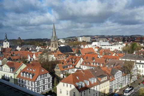 View over the city centre, old town of Detmold in Ostwestfalen Lippe, North Rhine-Westphalia,