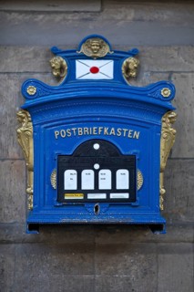 Historic post box at the town hall, Erfurt, Thuringia, Germany