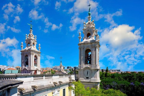 Estrela Basilica and Convent of the Most Sacred Heart of Jesus, Roof with clock tower, Lisbon,