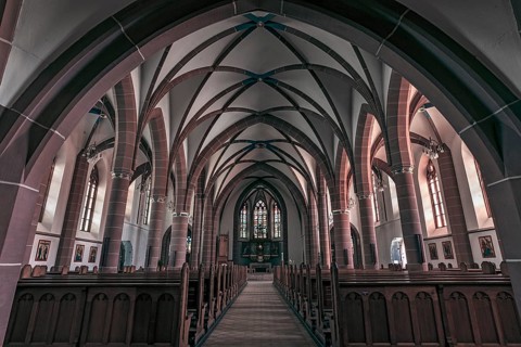 Interior of the St.Bonifatius Church, built in 1900 in the neo-Gothic style, Emmendingen,