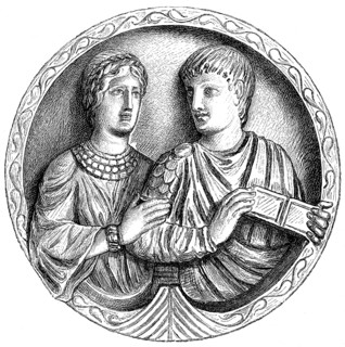 Flavius Stilicho or Stilico, c. 359-408, a high-ranking general Roman army, with his wife Serena
