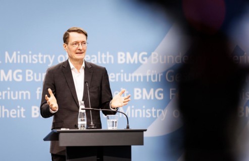 Prof Karl Lauterbach (SPD), Federal Minister of Health, at a press conference on the talks with