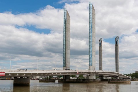 The Pont Jacques Chaban-Delmas lift bridge across the Garonne in Bordeaux, France