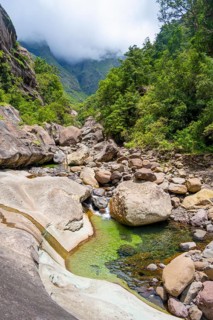Water in the Tugela Gorge or Tugela Gorge in the riverbed, Drakensberg National Park, KwaZulu