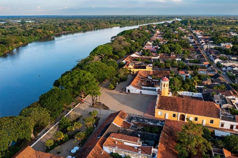 Aerial of the Unesco world heritage site, Mompox, Colombia