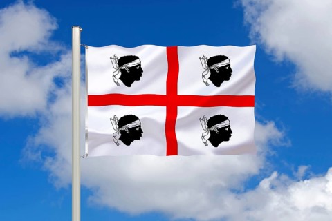 The flag of Sardinia, Italy, Europe, EU, studio shot, Lower Saxony, Federal Republic of Germany