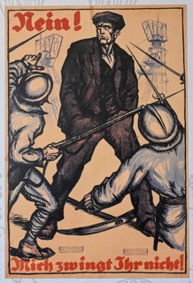 Poster You won't force me in the former Dachau concentration camp, now a concentration camp