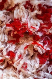 Bramsche, Lower Saxony, Germany, close-up of a mixture of red and white wool with structural depth