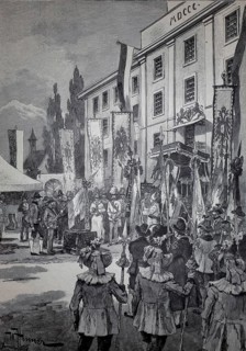 On the anniversary of the Tyrolean freedom struggles, the dedication of the flag in front of the