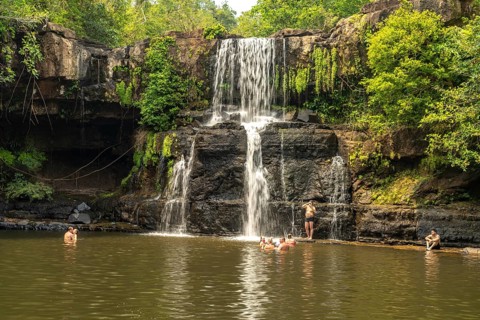 Klong Chao waterfall on the island of Ko Kut or Koh Kood in the Gulf of Thailand