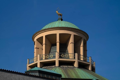Golden deer on dome Württembergischer art society, Stuttgart, Baden-Württemberg, Germany
