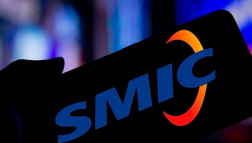 SMIC logo is displayed on smartphone. Semiconductor Manufacturing International Corporation is a