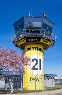 Dortmund Airport, DTM, Air Traffic Control Tower, BVB Black and Yellow Design, North