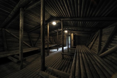 Interior of cagna, hideout of the Belgian resistance fighters, the maquisards, at the Wolfsschlucht