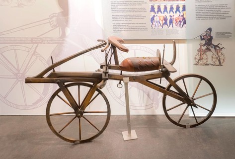 Wooden draisine (around 1820), PS.SPEICHER Museum, Einbeck, Lower Saxony, Germany