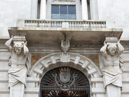 Architectural detail Câmara Municipal do Porto, City Hall building, Neoclassical architecture,