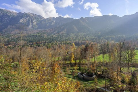 View from the hiking trail to the grounds of Villa Strobele, Borgo Valsugana, Valle di Sella,