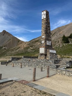 At Alpine pass Col de l'Izoard d'Izoard 2360 metres high road pass at pass summit of mountain road