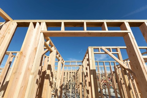 Wood Home Framing Abstract At Construction Site