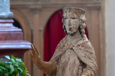 Palmesel, 12th century, detail, in the church of St Peter and Paul, Thalstr. 31, Petersthal, Oy