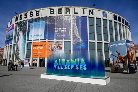 South entrance of the exhibition centre during the International Tourism Exchange (ITB), Berlin,